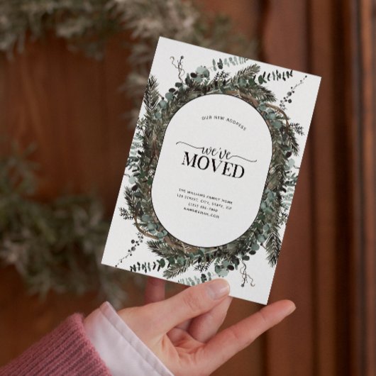 Wir haben den Dusty Winter Eukalyptus verschoben Ankündigungspostkarte