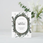 Wir haben den Dusty Winter Eukalyptus verschoben Ankündigungspostkarte (Stehend Vorderseite)