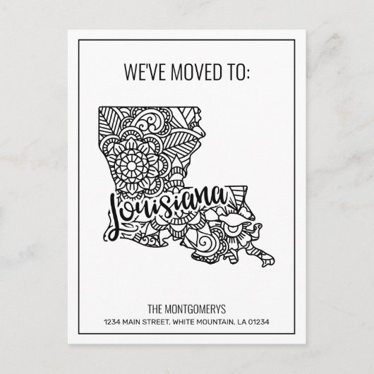 Wir haben den Floral Mandala Louisiana Staat versc Ankündigungspostkarte (Vorderseite)