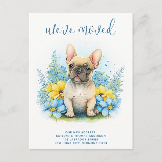 Wir haben den französischen Bulldog-Welpenhund bew Ankündigungspostkarte (Vorderseite)