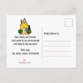 Wir haben den gelben LKW umgezogen - neue Adresse Ankündigungspostkarte (Rückseite)