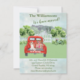 Wir haben den Hund mit rotem LKW in die Landschaft Ankündigung