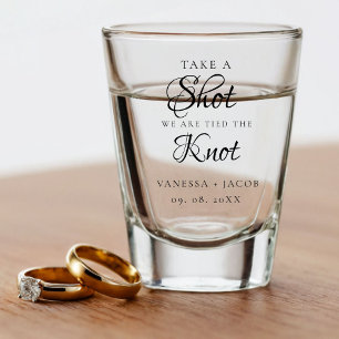 Wir haben den Knoten gebunden, also prost Hochzeit Schnapsglas