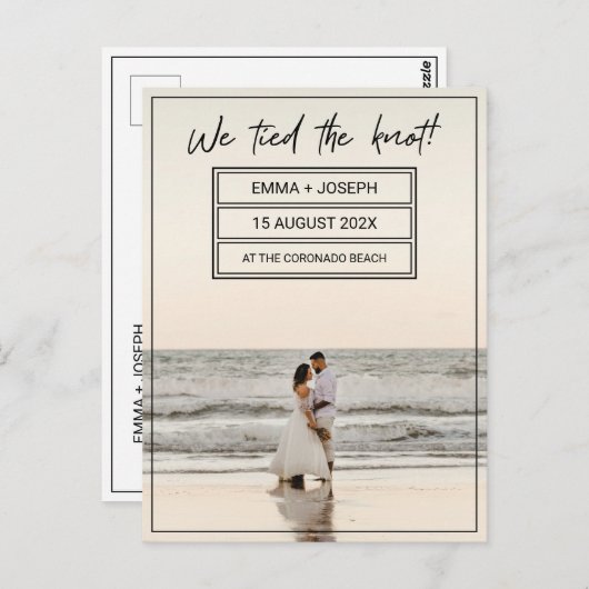 "Wir haben den Knoten gefesselt!" Ankündigung des Postkarte (Vorne/Hinten)