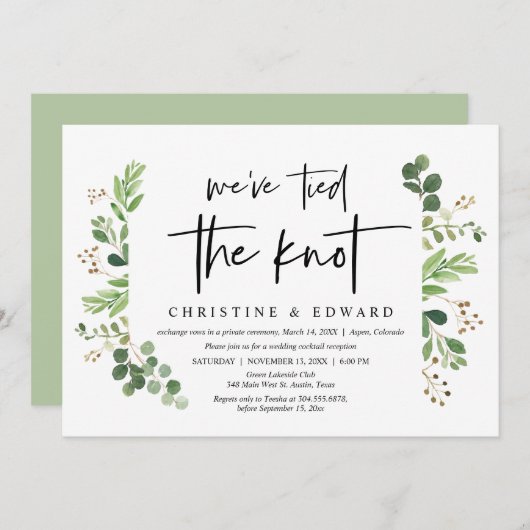 Wir haben den Knoten gefesselt, Hochzeitsfeier Einladung (Vorne/Hinten)