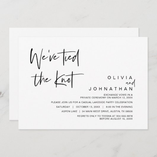 Wir haben den Knoten gefesselt, Hochzeitsfeier-Par Einladung (Vorne/Hinten)