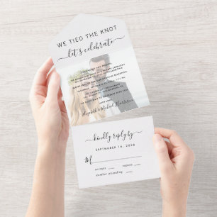 Wir haben den Knoten geschlungen Foto Hochzeitsemp All In One Einladung