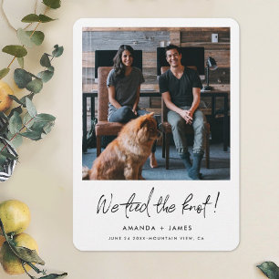 Wir haben den Knoten getippt! Elopement-Hochzeit Ankündigung