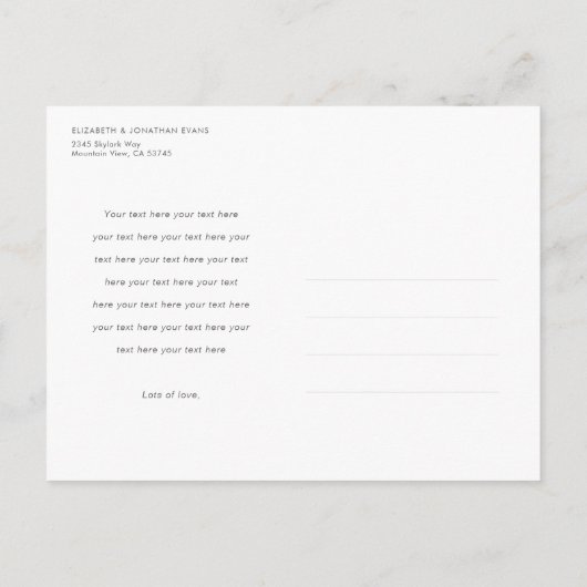 Wir haben den Knoten getippt! Hochzeit des moderne Ankündigungspostkarte (Rückseite)