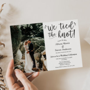 Wir haben den Knoten mit Foto-Hochzeitsempfang gek Einladung