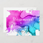 Wir haben den modernen Aquarellsalon umgezogen Ankündigungspostkarte (Vorne/Hinten)