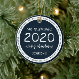 Wir haben den Namen Navy Blue 2020 überlebt Keramik Ornament
