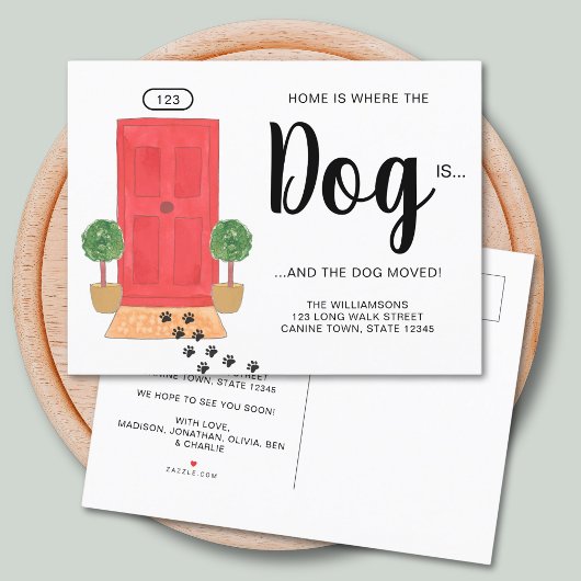 Wir haben den neuen Adresshund verschoben Ankündigungspostkarte