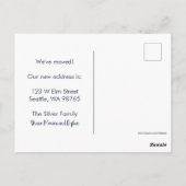 Wir haben den neuen Zuhause Blue Garden Botanical Postkarte (Rückseite)