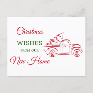 Wir haben den roten Weihnachts-LKW-Linienkunst-Umz Feiertagspostkarte