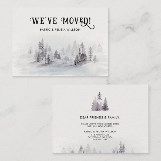 Wir haben den rustikalen Aquarellwald verlegt Mitteilungskarte (Vorne/Hinten)