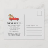 Wir haben den rustikalen roten Lkw umgezogen und e Ankündigungspostkarte (Rückseite)