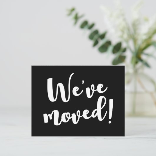 Wir haben den Schriftart mit schwarz-weißem Skript Ankündigungspostkarte (Stehend Vorderseite)