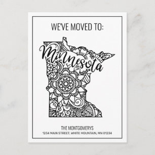 Wir haben den Staat "Floral Mandala Minnesota" ver Ankündigungspostkarte