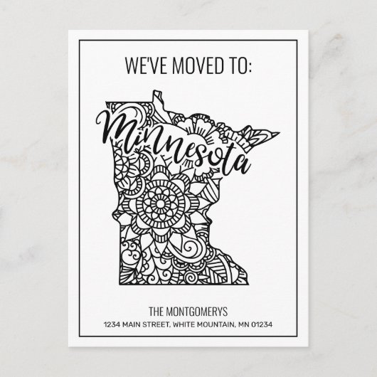 Wir haben den Staat "Floral Mandala Minnesota" ver Ankündigungspostkarte (Vorderseite)