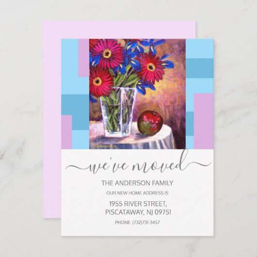 Wir haben den Text von Red Floral Vase verschoben Ankündigung (Vorne/Hinten)