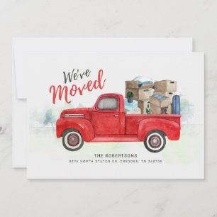 Wir haben den Vintagen roten Lkw um neue Adresse v Ankündigung