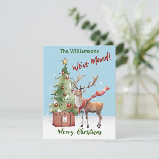 Wir haben den Weihnachtsbaum der Rentiere umgezoge Ankündigung (Stehend Vorderseite)