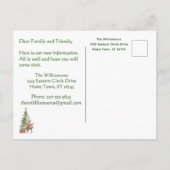 Wir haben den Weihnachtsbaum der Rentiere umgezoge Ankündigungspostkarte (Rückseite)