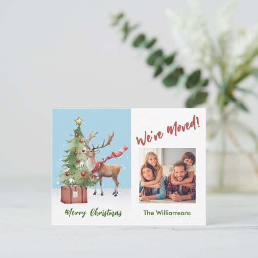 Wir haben den Weihnachtsbaum des Fotos verschoben Ankündigungspostkarte (Stehend Vorderseite)