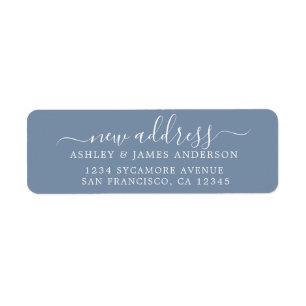 Wir haben Denim Blue New Address Label verschoben