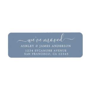 Wir haben Denim Blue New Address Label verschoben
