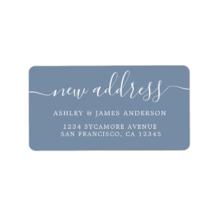Wir haben Denim Blue New Address Label verschoben Adressaufkleber