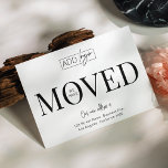 Wir haben die Adressänderung des Firmenlogos geänd Postkarte<br><div class="desc">Lass deinen Kunden,  Mitarbeitern und Zustellern mit diesem Minimalisten "We have Moved Business Logo Postcard Design" über deine neue Büroadresse. Dieses moderne Postcard-Design mit modernem Schriftart,  Platz für Ihr Firmenlogo,  neue Adresse,  Kontaktdetails und Öffnungszeiten ist eine einfache Möglichkeit,  Kunden und Lieferanten über Ihre Adressänderung zu informieren.</div>