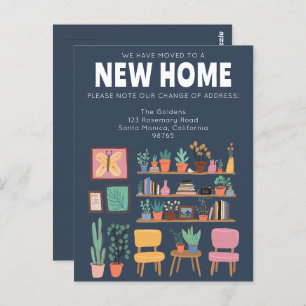 Wir haben die Adresse ändern Niedlichen Wohnzimmer Postkarte