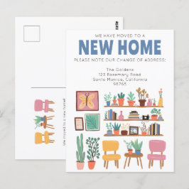 Wir haben die Adresse ändern Niedlichen Wohnzimmer Postkarte