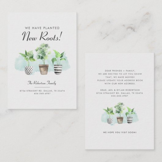 Wir haben die Ankündigung "New Roots Moving" versc (Vorne/Hinten)