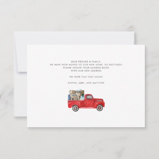 Wir haben die Ankündigung "Red Truck Moving" für S (Rückseite)