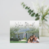 Wir haben die Ankündigung über das Verschieben neu Postkarte (Stehend Vorderseite)