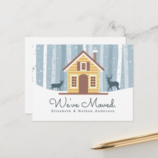 Wir haben die Ankündigung über den Umzug der rusti (Vorderseite/Rückseite Beispiel)