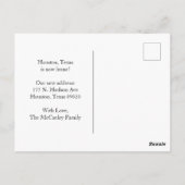 Wir haben die Ankündigung über die Bewegung in Kal Postkarte (Rückseite)