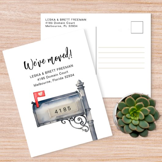 Wir haben die Ankündigung "Umzug der Mailbox" Postkarte