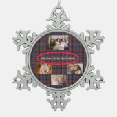 Wir haben die beste Mama in Tartan Kariert 4 Fotos Schneeflocken Zinn-Ornament (Vorderseite)