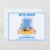 Wir haben die blaue Eingangstür Niedlich verschobe Ankündigungspostkarte (Vorne/Hinten)