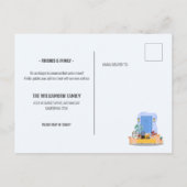 Wir haben die blaue Eingangstür Niedlich verschobe Ankündigungspostkarte (Rückseite)