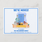 Wir haben die blaue Eingangstür Niedlich verschobe Ankündigungspostkarte (Vorderseite)