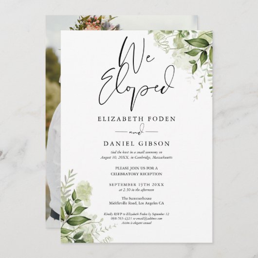 Wir haben die Blumengrün-Foto Hochzeitsfeier veran Einladung (Vorne/Hinten)