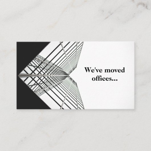 Wir haben die Büros Schwarz-weiß umgezogen Visitenkarte (Vorderseite)