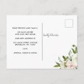 Wir haben die elegante botanische Peonbewegung der Ankündigungspostkarte (Rückseite)