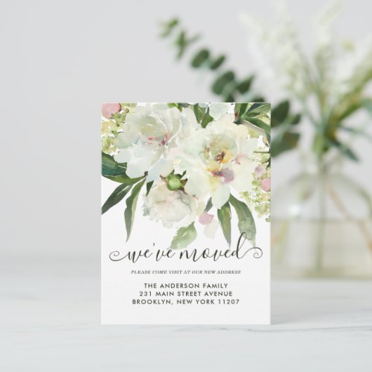 Wir haben die elegante botanische Peonbewegung der Ankündigungspostkarte (Stehend Vorderseite)