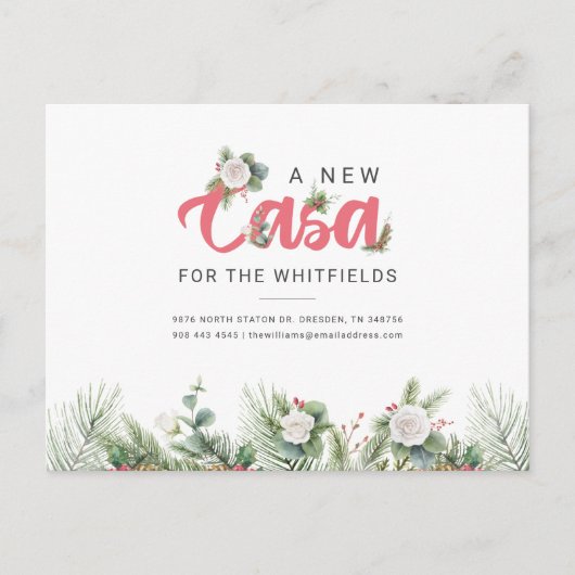 Wir haben die Floral Berry-Wohnadresse verschoben Ankündigungspostkarte (Vorderseite)